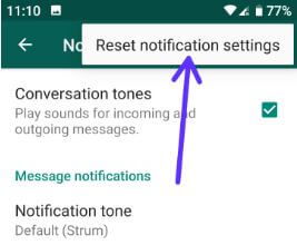 Как да нулирам настройките за известия на WhatsApp на Android