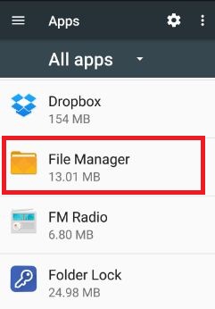 Отворете File manager, за да коригирате грешка