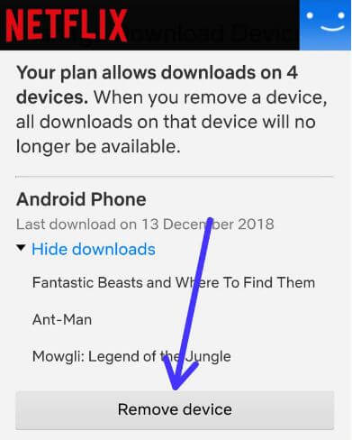 Как да премахнете устройство от изтеглянето на Netflix