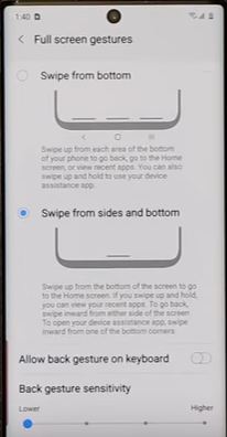 Как да активирам жестове на цял екран в Note 10 и Note 10 Plus