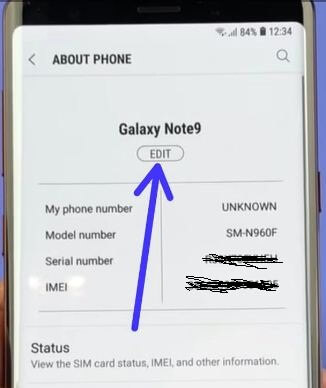 Как да променя името на устройството на Galaxy Note 9 Oreo