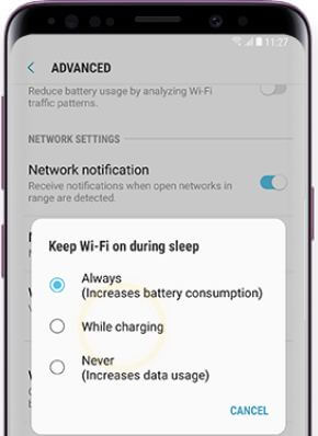 Как да настроите WiFi да бъде включен по време на сън Samsung Galaxy S9 и S9 Plus