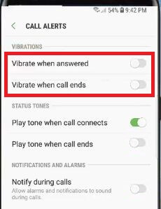 Как да деактивирам вибрирането при отговор на повикване в Galaxy S9 и S9 plus